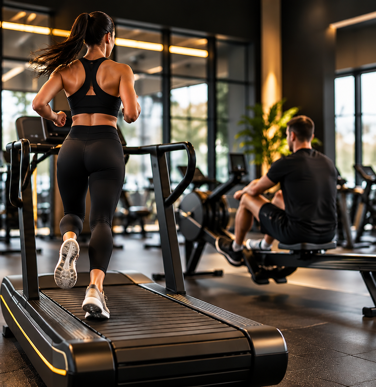 Cardio training in a modern gym